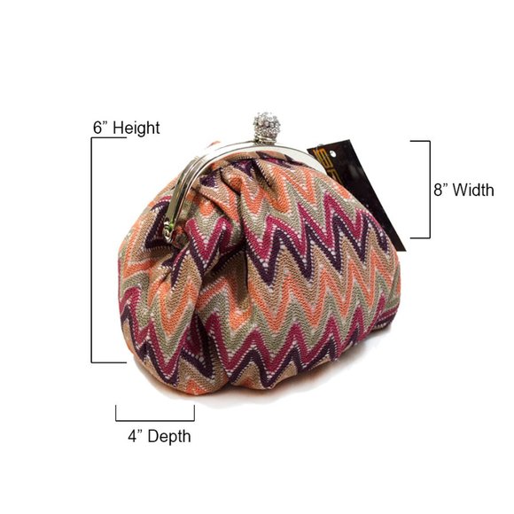 SASHA  Boho Orange Chevron Pattern Slouchy Bag - Picture 3 of 9